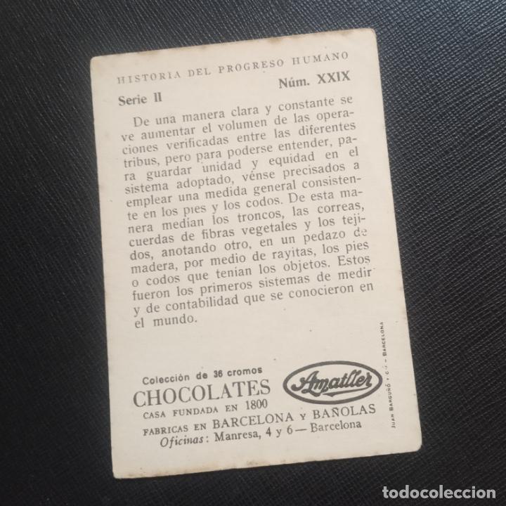 Coleccionismo cromos antiguos: HISTORIA DEL PROGRESO HUMANO CROMO CHOCOLATES AMATLLER - CC4 - SB9 - 29 - Foto 2