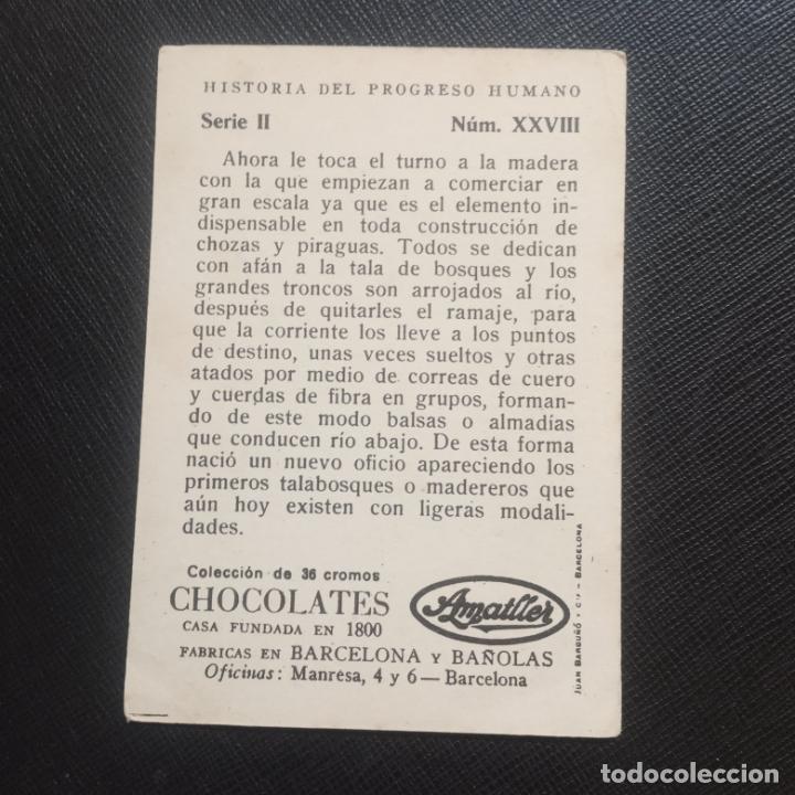 Coleccionismo cromos antiguos: HISTORIA DEL PROGRESO HUMANO CROMO CHOCOLATES AMATLLER - CC4 - SB9 - 28 - Foto 2