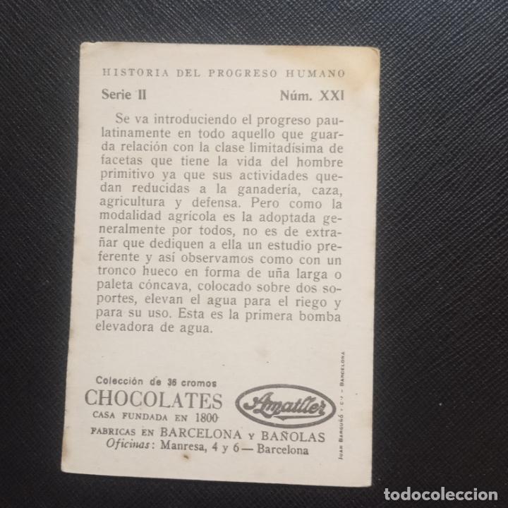 Coleccionismo cromos antiguos: HISTORIA DEL PROGRESO HUMANO CROMO CHOCOLATES AMATLLER - CC4 - SB9 - 21 - Foto 2