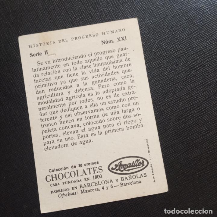 Coleccionismo cromos antiguos: HISTORIA DEL PROGRESO HUMANO CROMO CHOCOLATES AMATLLER - CC4 - SB10 - 21 - Foto 2