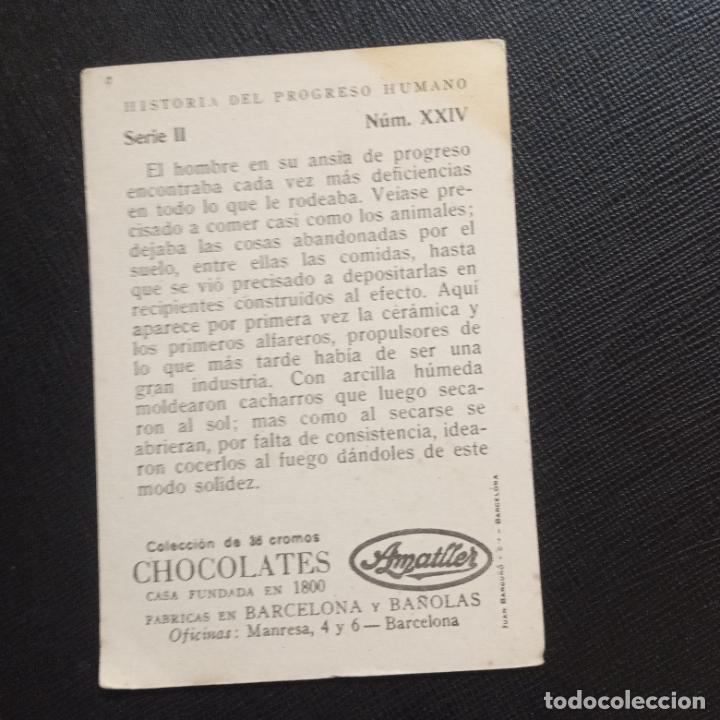 Coleccionismo cromos antiguos: HISTORIA DEL PROGRESO HUMANO CROMO CHOCOLATES AMATLLER - CC4 - SB10 - 24 - Foto 2