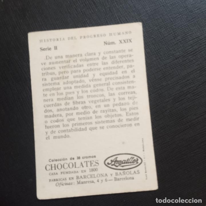 Coleccionismo cromos antiguos: HISTORIA DEL PROGRESO HUMANO CROMO CHOCOLATES AMATLLER - CC4 - SB10 - 29 - Foto 2
