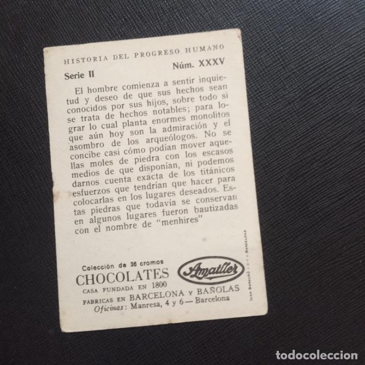 Coleccionismo cromos antiguos: HISTORIA DEL PROGRESO HUMANO CROMO CHOCOLATES AMATLLER - CC4 - SB10 - 35 - Foto 2