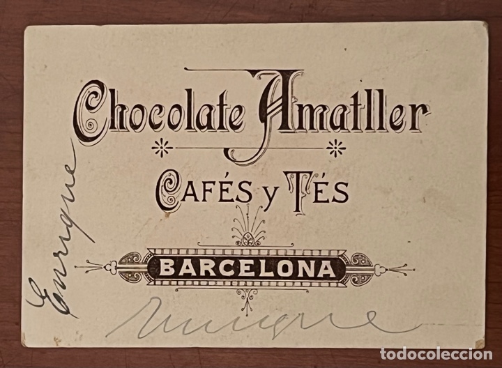 Coleccionismo cromos antiguos: CROMO CHOCOLATE AMATLLER - CAF&Eacute;S Y T&Eacute;S - Foto 2