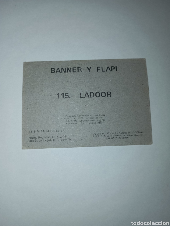Coleccionismo cromos antiguos: BANNER Y FLAPI CROMO NUM 115 A&Ntilde;O 1979 BRB - Foto 2