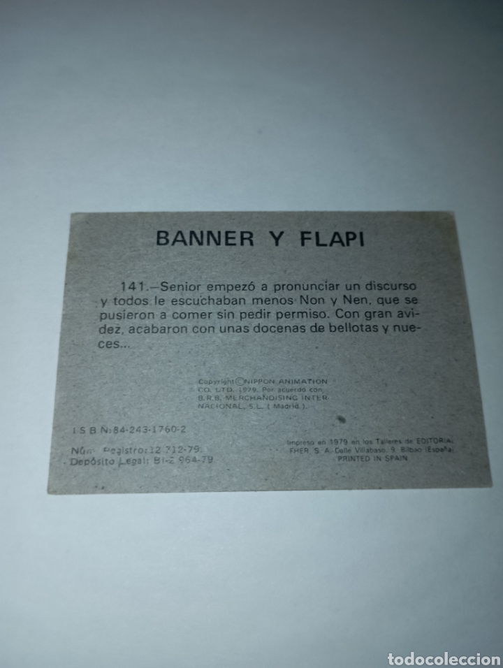 Coleccionismo cromos antiguos: BANNER Y FLAPI CROMO NUM 141 A&Ntilde;O 1979 BRB - Foto 2