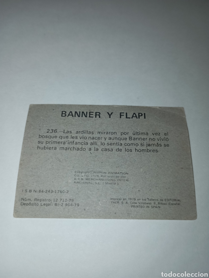 Coleccionismo cromos antiguos: BANNER Y FLAPI CROMO NUM 236 A&Ntilde;O 1979 BRB - Foto 2