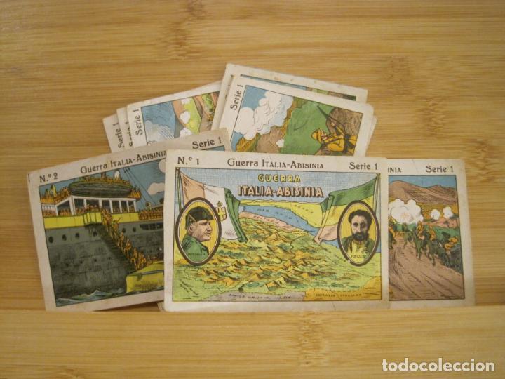 Coleccionismo cromos antiguos: GUERRA ITALIA ABISINIA-COLECCION DE 10 CROMOS ANTIGUOS-MUSSOLINI-VER FOTOS-(K-7259)