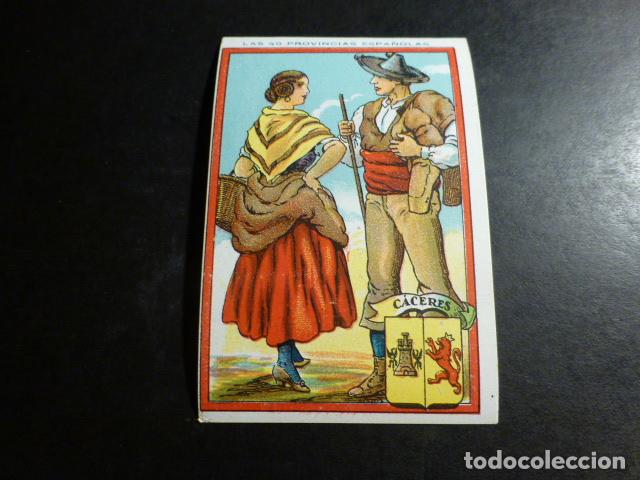 Coleccionismo cromos antiguos: CACERES TIPOS Y ESCUDO DE LA PROVINCIA ANTIGUO CROMO A&Ntilde;OS 30