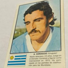 Coleccionismo Cromos antiguos: DISGRA MUNICH 1974 CROMO FUTBOL WORLD ASES MUNDIAL 74 A, CARDACCIO URUGUAY DESPEGADO. Lote 365954451