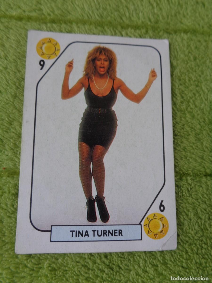 Coleccionismo cromos antiguos: CROMO NAIPE ARTISTA CANTANTE TINA TURNER,DE TELE BANCO POP - SIN PEGAR - 9 DE OROS