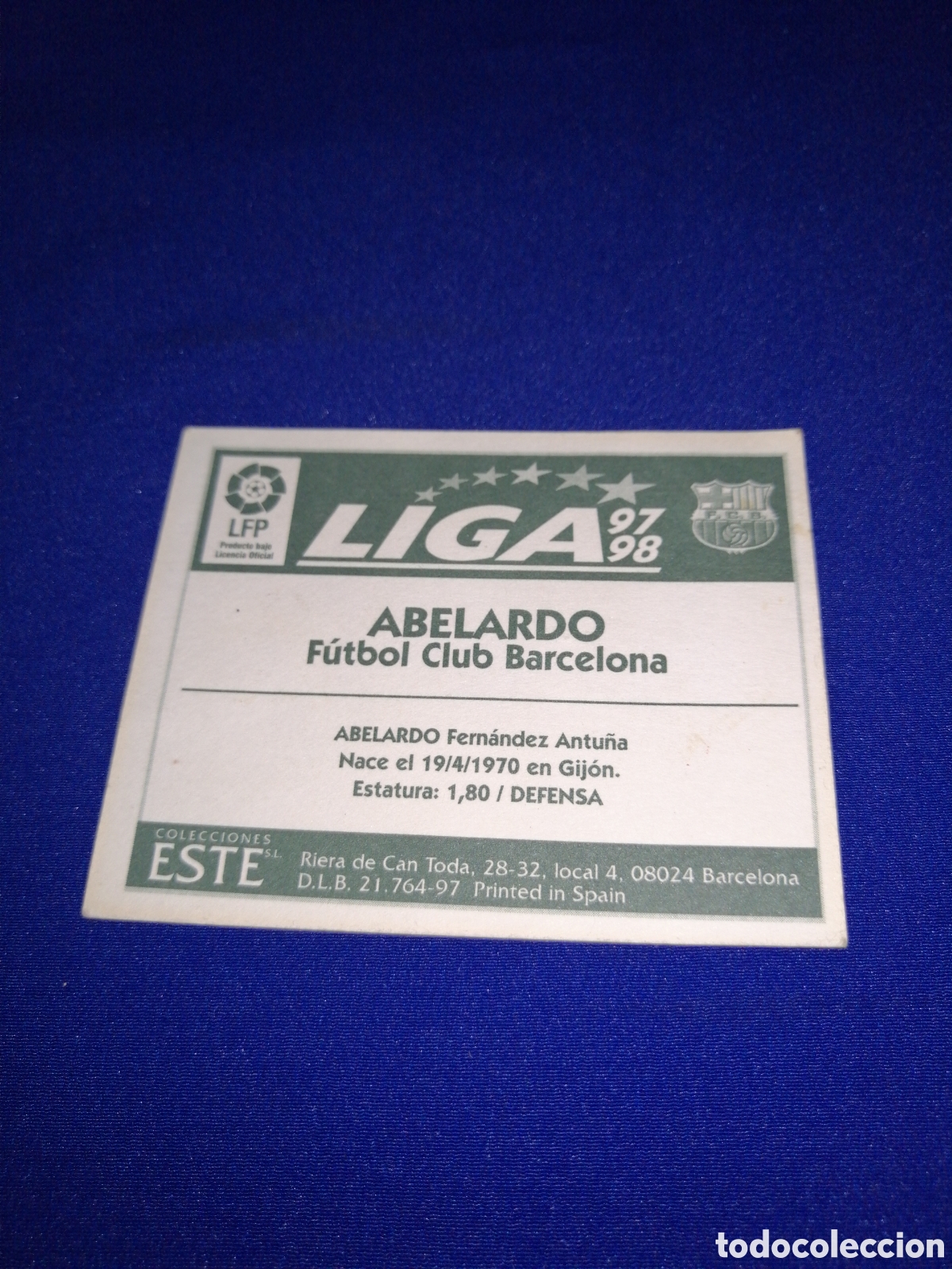 Coleccionismo cromos antiguos: LIGA 97-98 ABELARDO - Foto 2