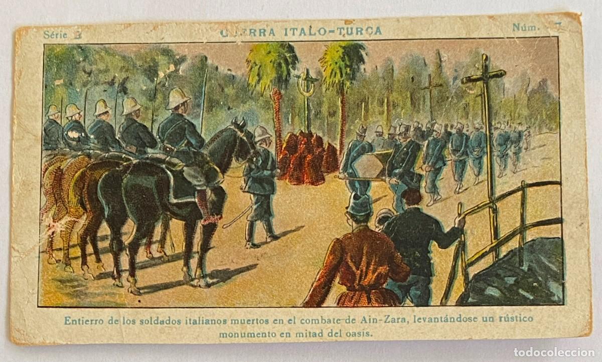 Coleccionismo cromos antiguos: Cromo de la Guerra italo-turca, todos de la serie B, chocolate Juncosa, mide 12,5 x 7 cms.