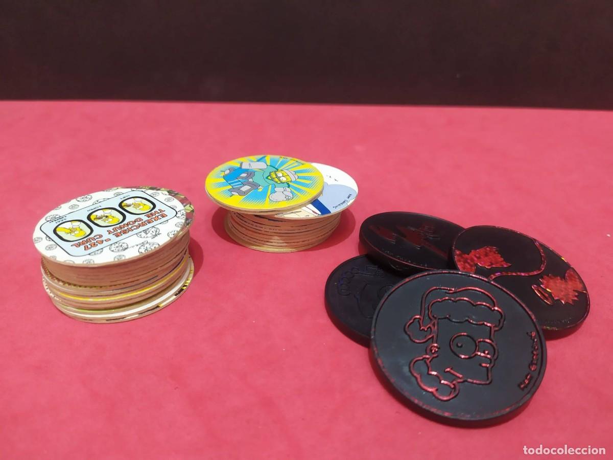 Coleccionismo Cromos antiguos: lote de tazos caps serie simpsons magic box