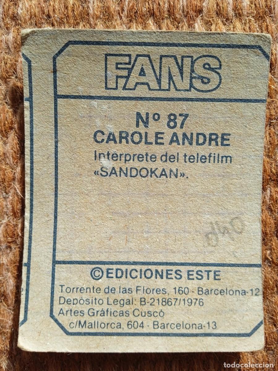 Coleccionismo cromos antiguos: FANS - EDICIONES ESTE - N&ordm; 87 - CAROLE ANDRE - Foto 2