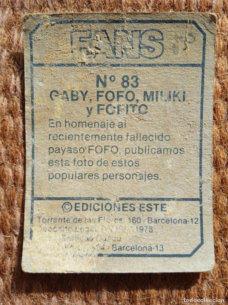 Coleccionismo cromos antiguos: FANS - EDICIONES ESTE - N&ordm; 83 - LOS PAYASOS DE LA TELE - Foto 2