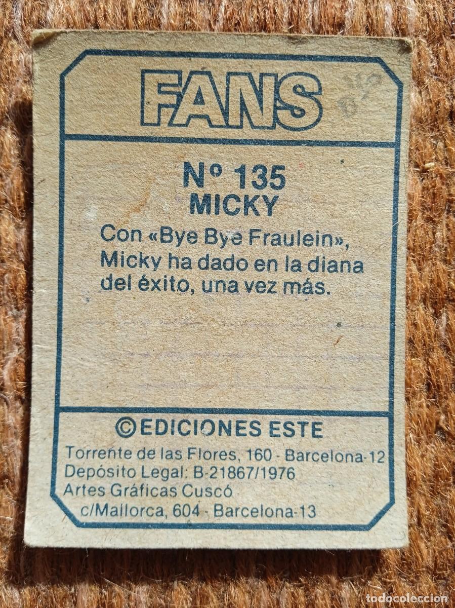 Coleccionismo cromos antiguos: FANS - EDICIONES ESTE - N&ordm; 135 - MICKY - Foto 2
