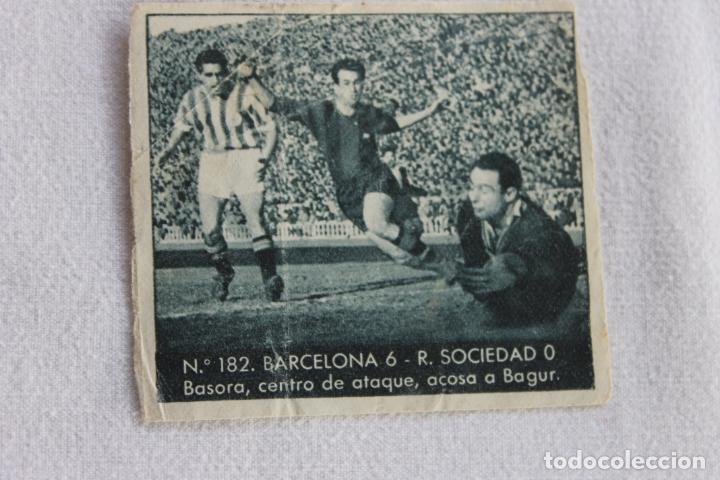 Collectable Antique Stickers: CROMO N&ordm; 182 LIGA 1954 BARCELONA 6 - REAL SOCIEDAD 0