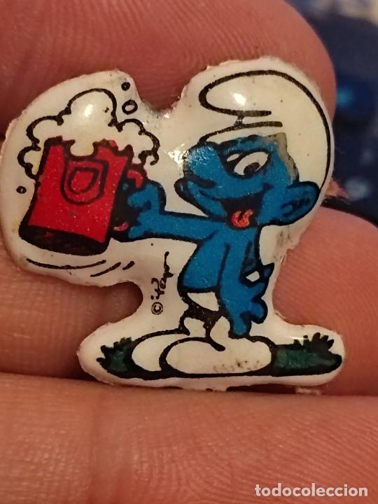 Coleccionismo Cromos antiguos: PITUFOS SMURF BORRACHIN CROMO PL&Aacute;STICO TROQUELADO PROMO SNACKS DESPEGADO VER FOTOS