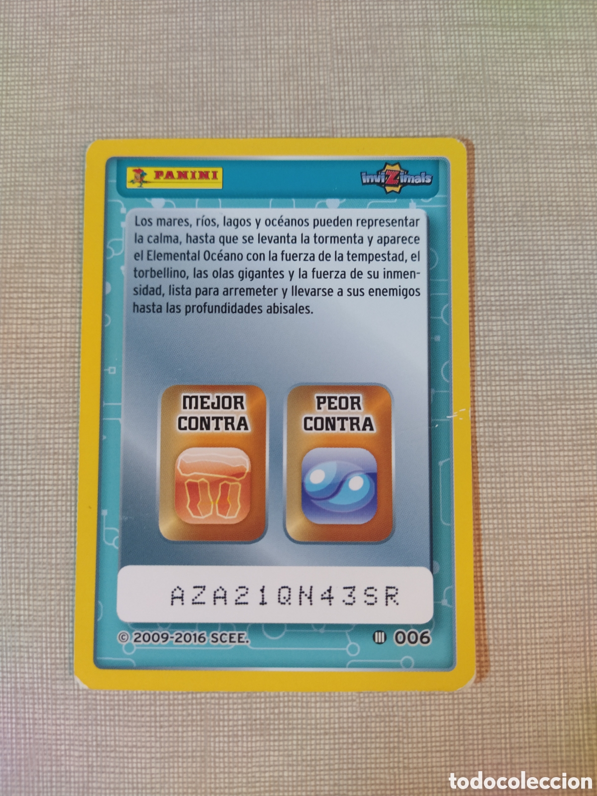 Coleccionismo cromos antiguos: Cromo PANINI Invizimals ELEMENTAL OC&Eacute;ANO 2009-2016 - Foto 2