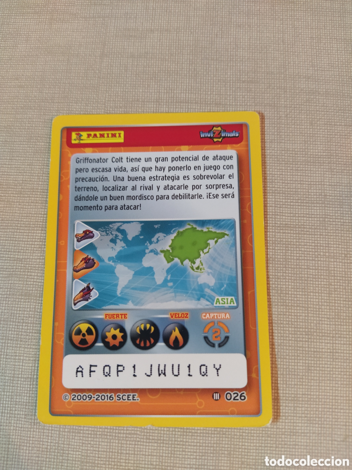 Coleccionismo cromos antiguos: Cromo PANINI Invizimals GRIFFONATOR COLT 2009-2016 - Foto 2