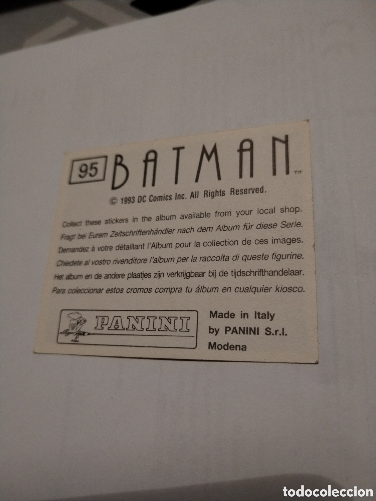 Coleccionismo cromos antiguos: Cromo Batman panini 1993 n&deg;95 - Foto 2
