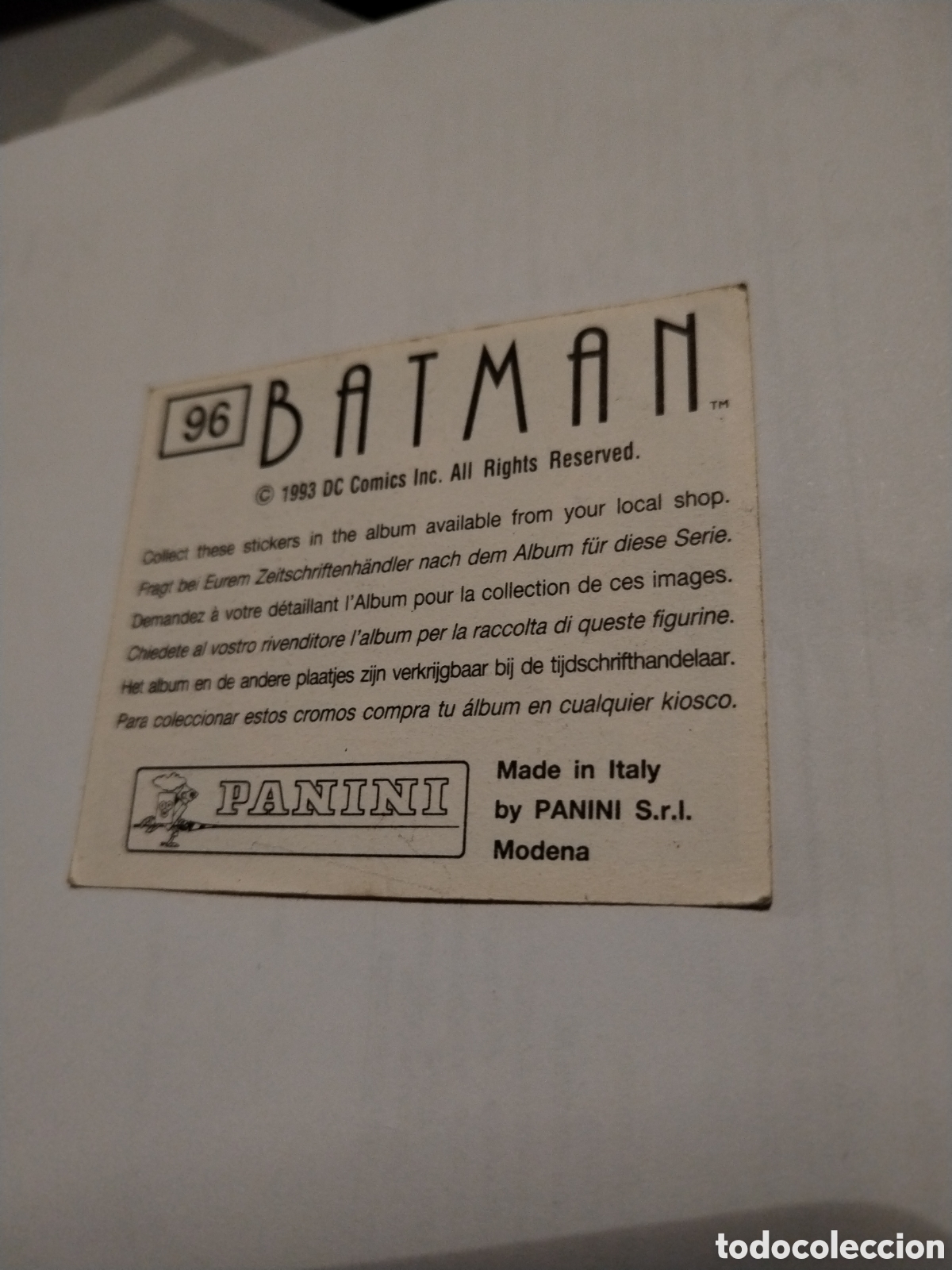 Coleccionismo cromos antiguos: Cromo Batman panini 1993 n&deg;96 - Foto 2