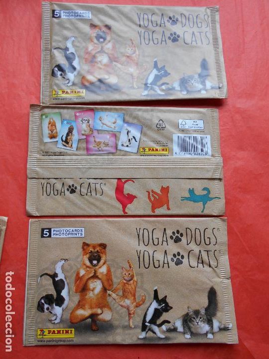 Coleccionismo cromos antiguos: 3 sobres con 15 photocards yoga dogs yoga cats
