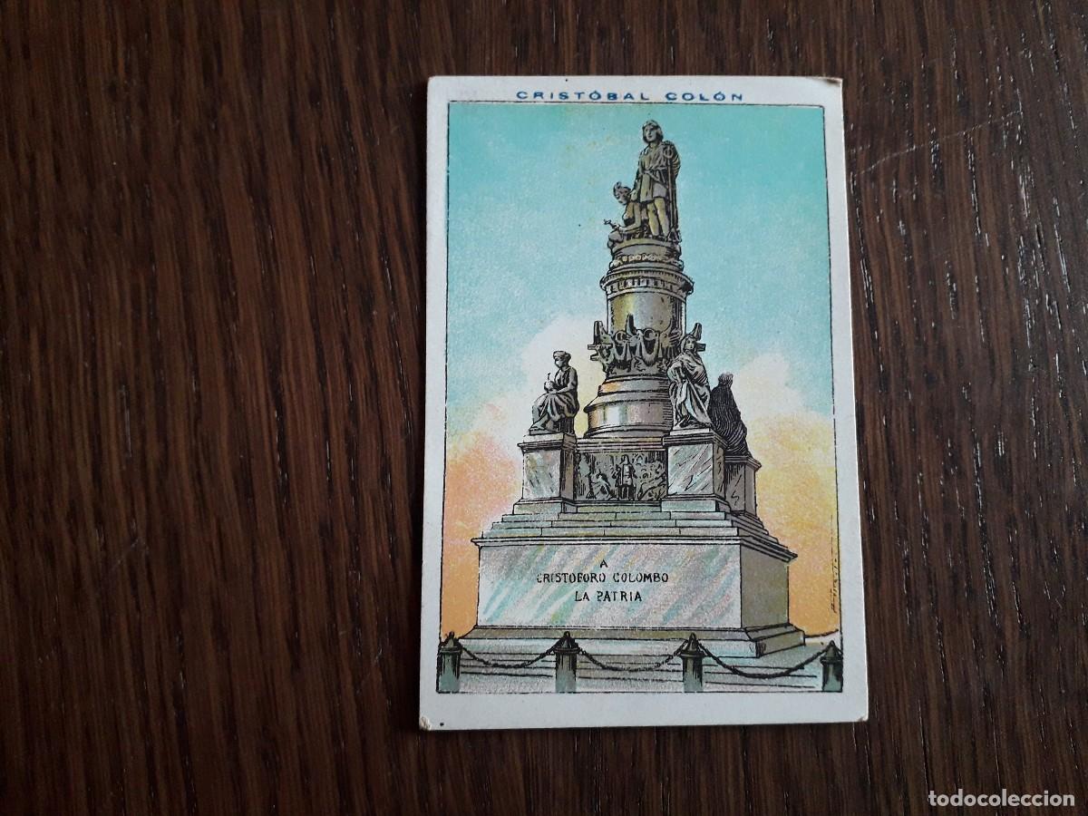 Coleccionismo Cromos antiguos: cromo antiguo, chocolate Juncosa, Crist&oacute;bal Col&oacute;n, monumento en G&eacute;nova, n&ordm; 149.