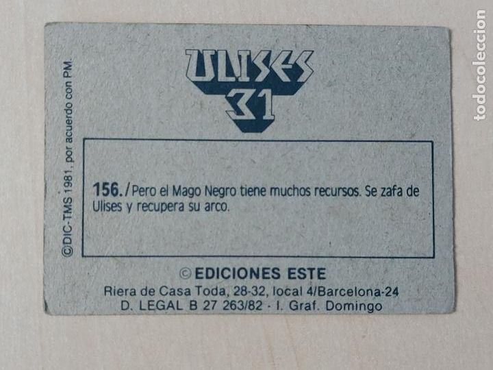 Coleccionismo cromos antiguos: CROMO N&ordm; 156 - ULISES 31 - EDICIONES ESTE 1981 - Foto 2