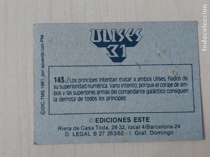 Coleccionismo cromos antiguos: CROMO N&ordm; 143 - ULISES 31 - EDICIONES ESTE 1981 - Foto 2