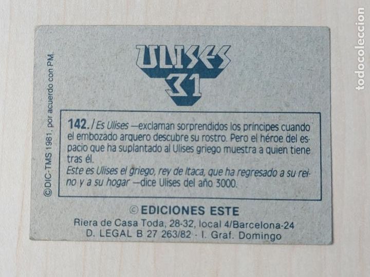 Coleccionismo cromos antiguos: CROMO N&ordm; 142 - ULISES 31 - EDICIONES ESTE 1981 - Foto 2