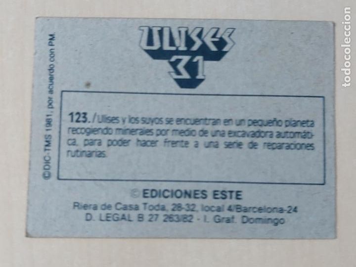 Coleccionismo cromos antiguos: CROMO N&ordm; 123 - ULISES 31 - EDICIONES ESTE 1981 - Foto 2