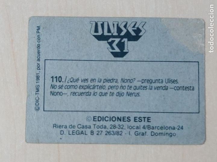 Coleccionismo cromos antiguos: CROMO N&ordm; 110 - ULISES 31 - EDICIONES ESTE 1981 - Foto 2