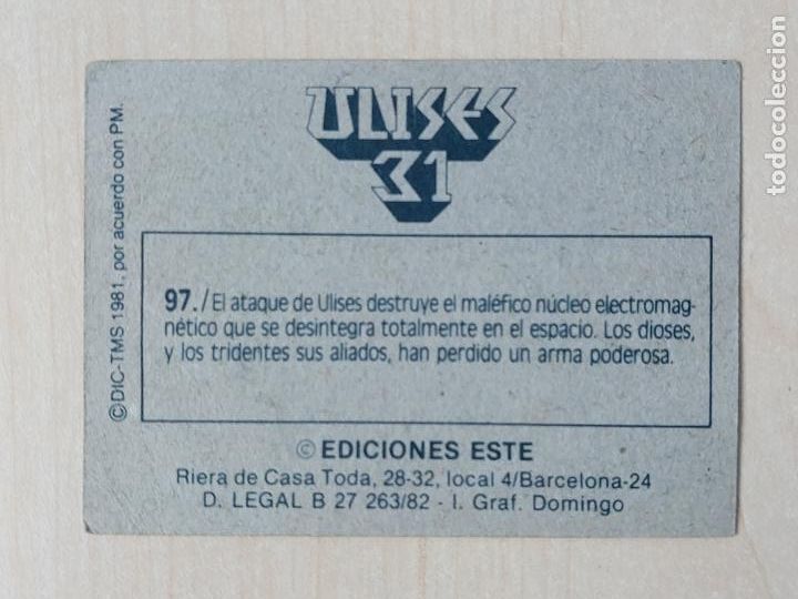 Coleccionismo cromos antiguos: CROMO N&ordm; 97 - ULISES 31 - EDICIONES ESTE 1981 - Foto 2