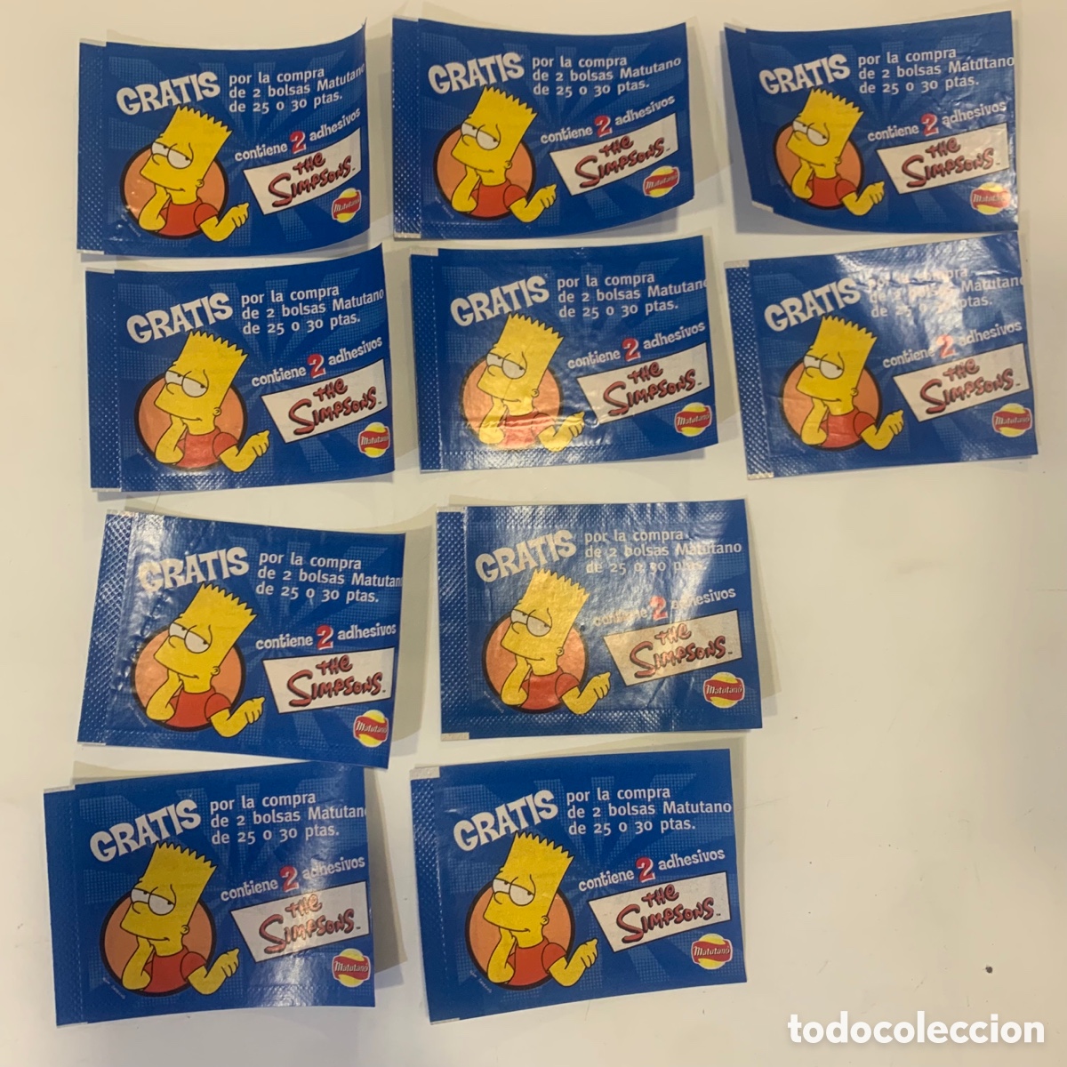 Coleccionismo Cromos antiguos: Lote 10 sobres de cromos vacios de los the Simpsons Matutano Panini