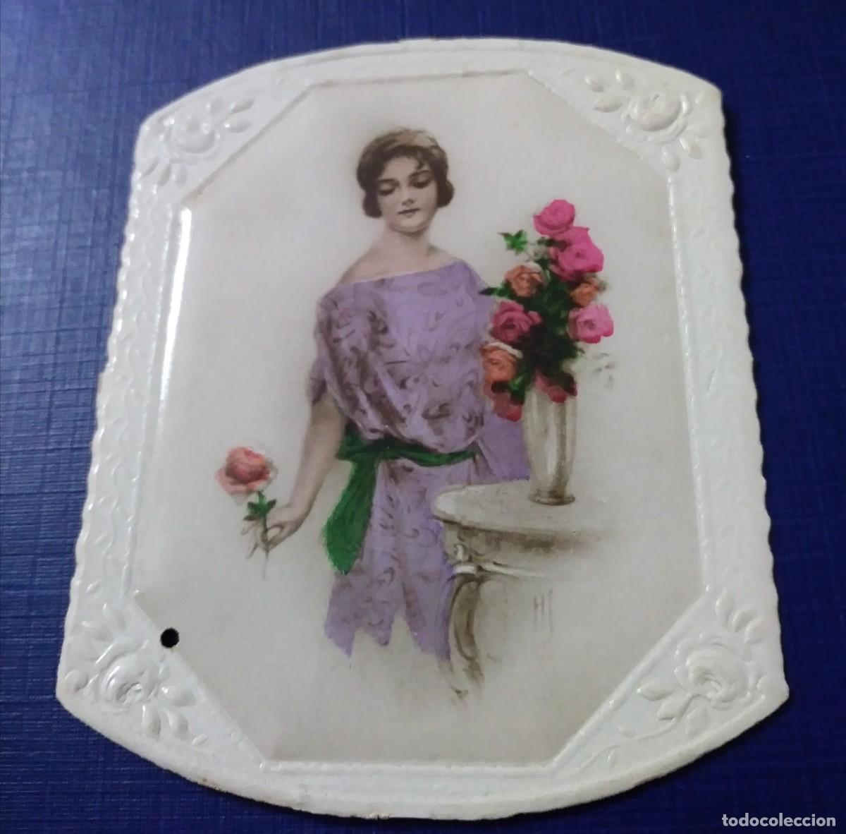 Coleccionismo Cromos antiguos: Cromo antiguo de mujer con rosas- Cigarrillos XXX. N&uacute;mero 42