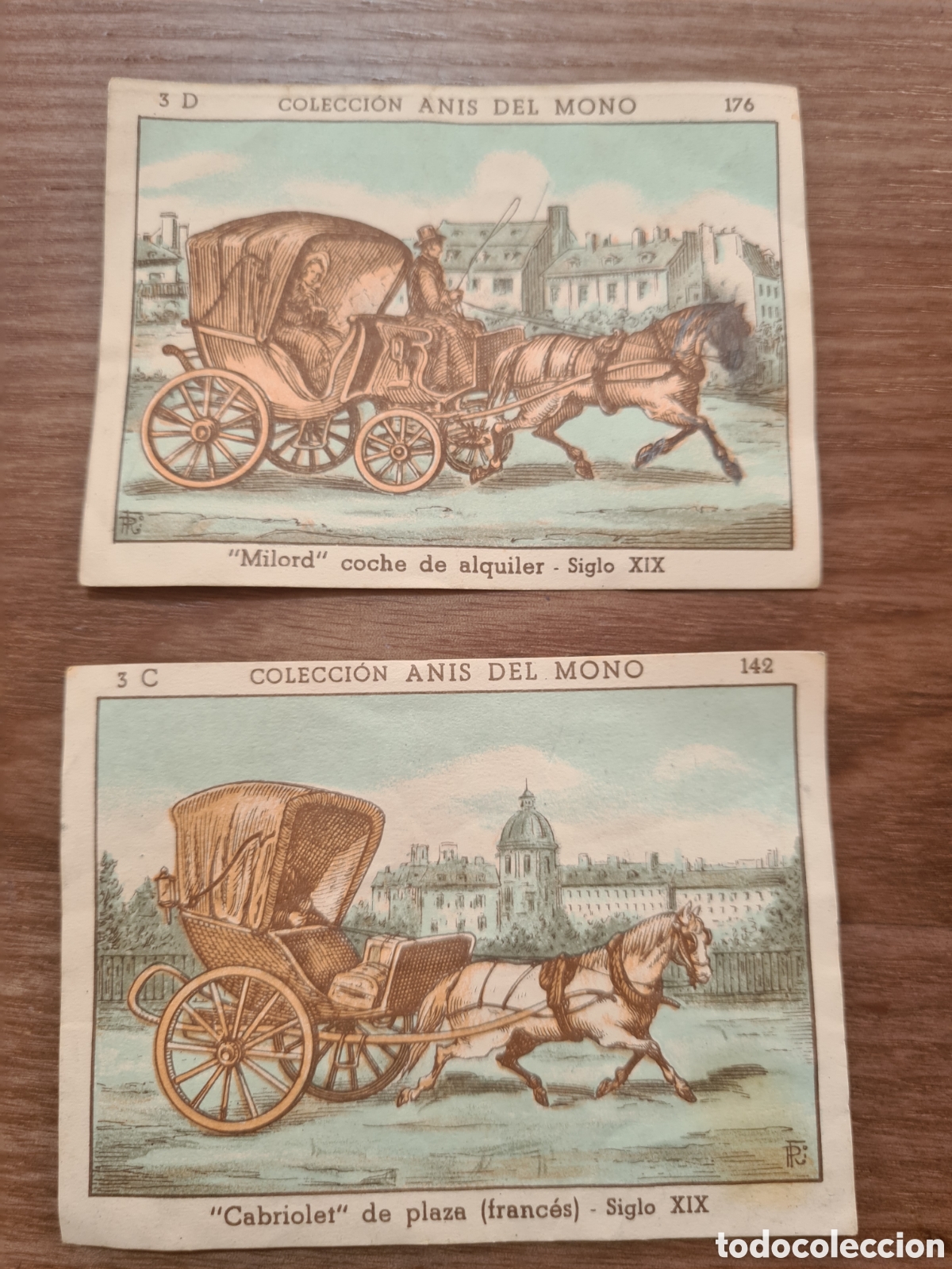 Coleccionismo Cromos antiguos: LA LOCOMOCION A TRAVES DE LOS TIEMPOS ANIS EL MONO N&ordm; 142 Y 176