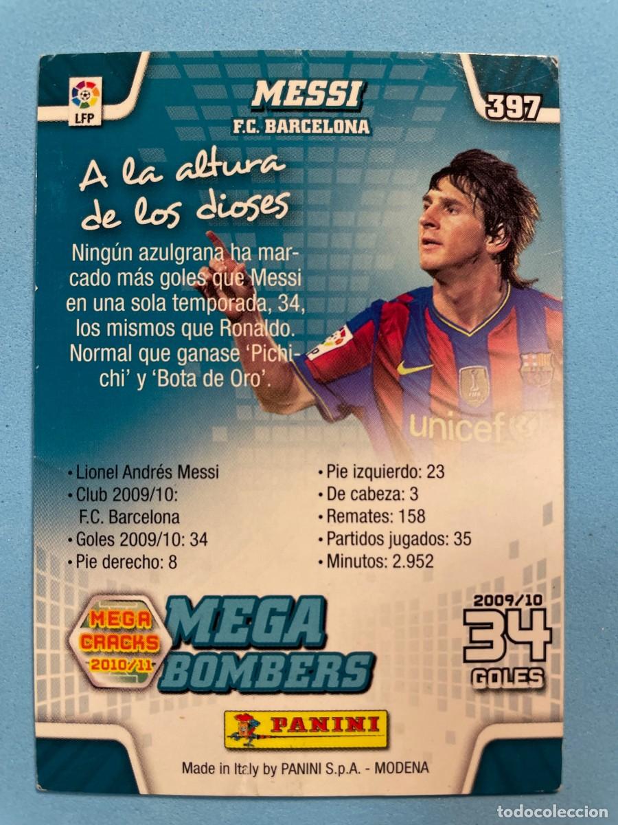 Coleccionismo cromos antiguos: MESSI MEGA BOMBERS N&ordm;397 MEGACRACKS 2010 2011 - Foto 2