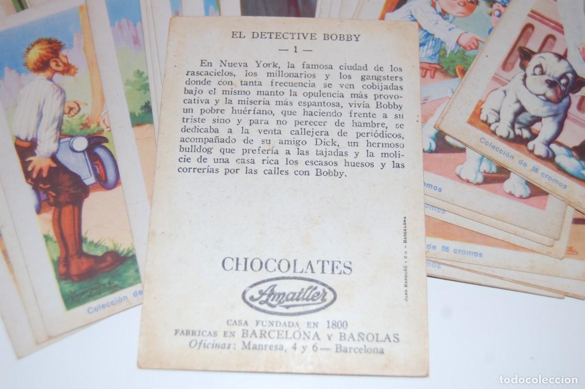 Coleccionismo cromos antiguos: 36 CROMOS COMPLETA- EL DETECTIVE BOBBY - CHOCOLATES AMATLLER - Foto 2