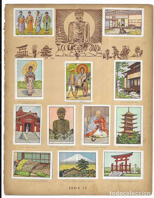 Coleccionismo cromos antiguos: Cromo. En el Pais del Sol Naciente. Serie 17 Curiosidades del Universo Nestl&eacute; 12 cromos completa
