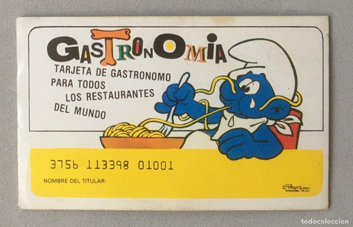 Coleccionismo Cromos antiguos: BANCA DE LOS PITUFOS. GASTRONOMIA.