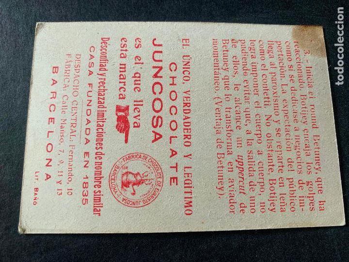 Coleccionismo cromos antiguos: Antiguo cromo de boxeo, num. 3. Chocolate Juncosa. Barcelona - Foto 2