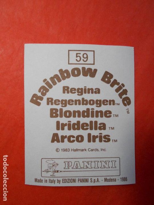Coleccionismo cromos antiguos: Cromo Rainbow Brite Arco Iris Panini 1983 N&uacute;mero 59 - Foto 1