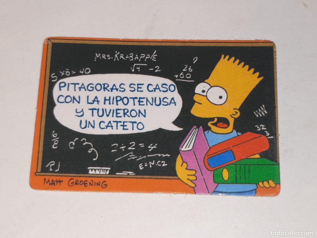 Coleccionismo Cromos antiguos: BOLLYCAO : ANTIGUO CROMO THE SIMPSONS PITAGORAS SE CASO CON UNA HIPOTENUSA A&Ntilde;O 1991 SIN PEGAR