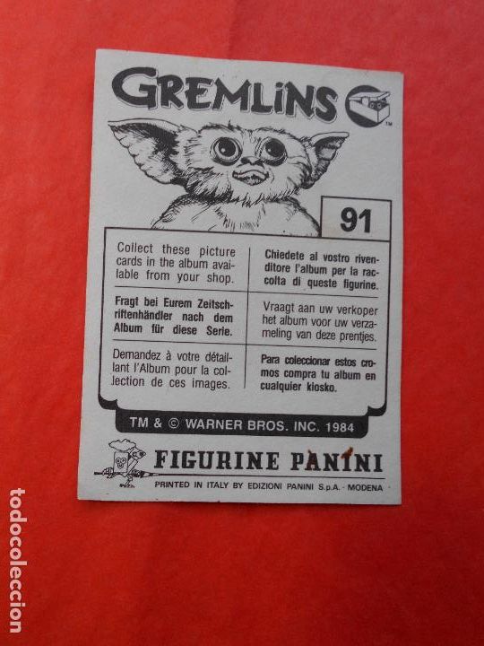 Coleccionismo cromos antiguos: CROMO GREMLINS PANINI SIN PEGAR N&ordm; 91 - Foto 1