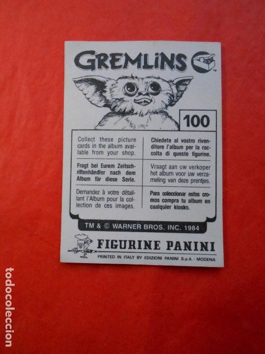 Coleccionismo cromos antiguos: CROMO GREMLINS PANINI SIN PEGAR N&ordm; 100 - Foto 1