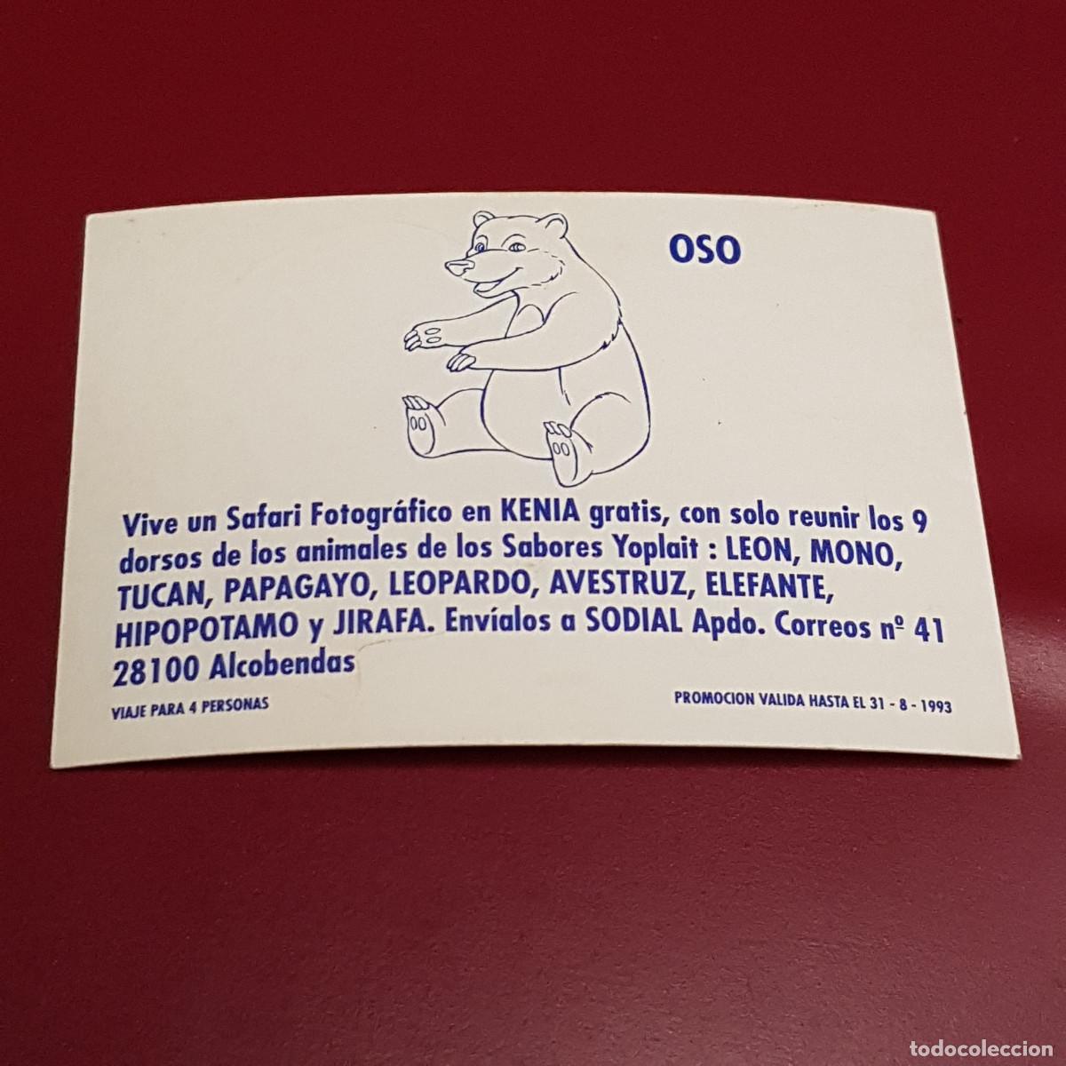 Coleccionismo cromos antiguos: YOPLAIT - OSO - NUNCA PEGADO - Foto 2