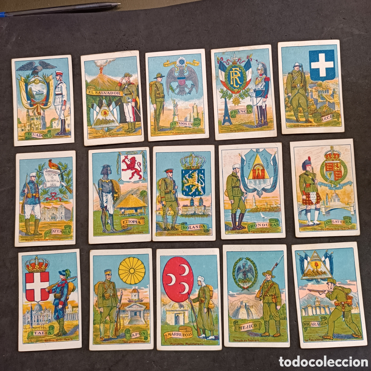 Coleccionismo cromos antiguos: Completa 45 cromos, escudos uniformes y edificios nacionales, Riucord - Foto 3