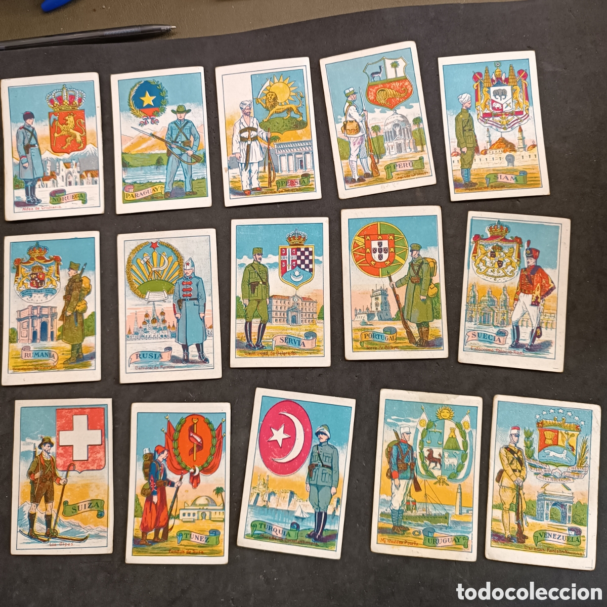 Coleccionismo cromos antiguos: Completa 45 cromos, escudos uniformes y edificios nacionales, Riucord - Foto 4